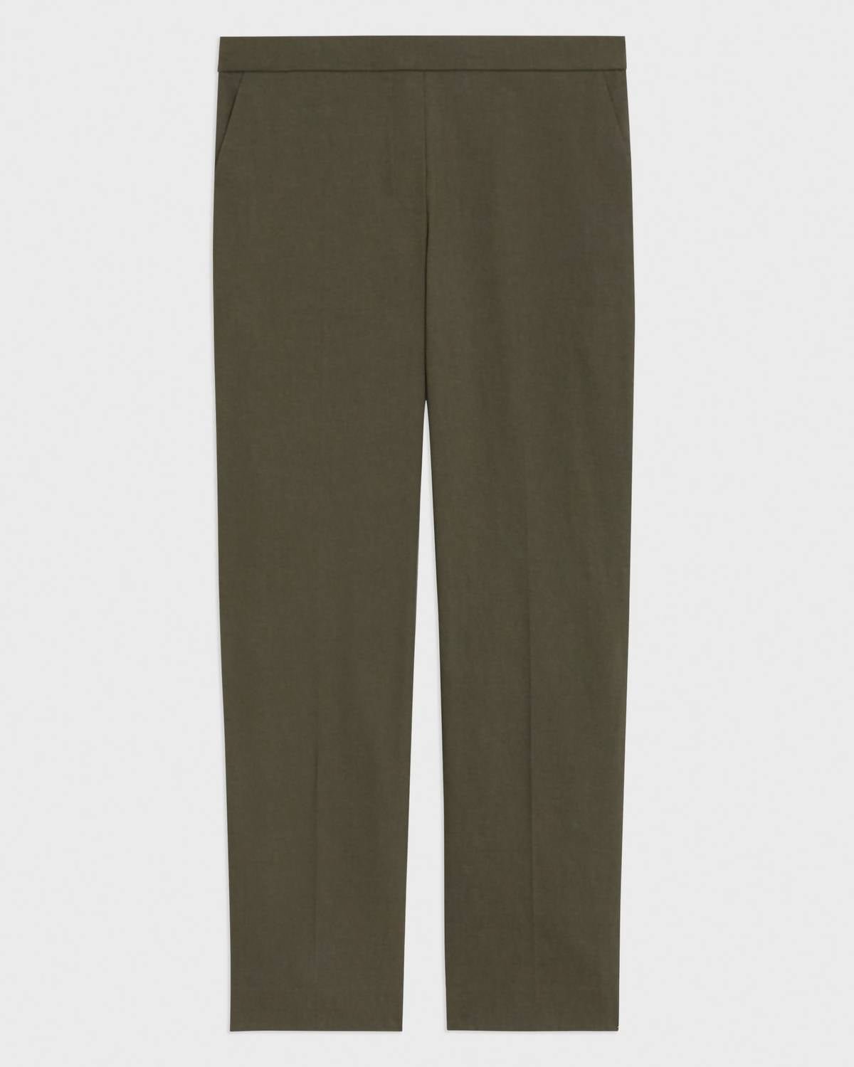 Theory - Treeca Pull On Slim Straight Leg Pants - ankle - clothing - cropped