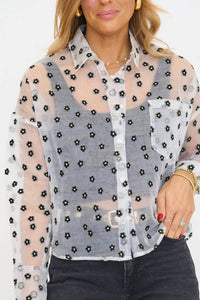 Things Between - Flower Jacquard Organza Top