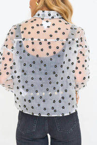 Things Between - Flower Jacquard Organza Top