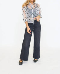 Things Between - Flower Jacquard Organza Top