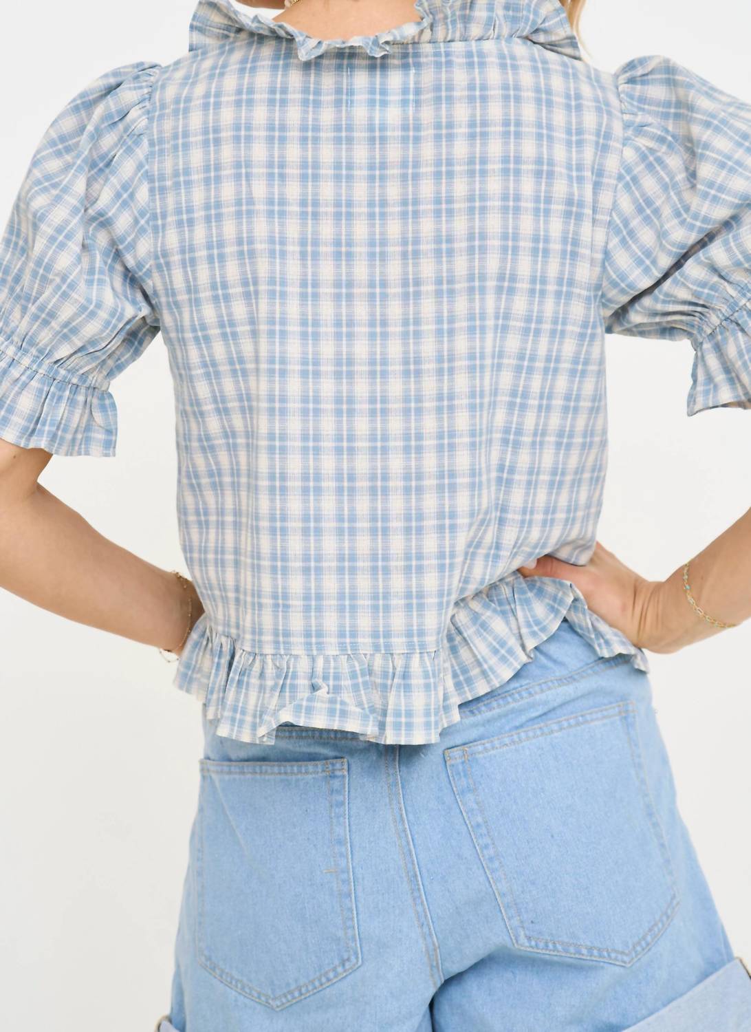 Things Between - Gingham Puff Sleeve Top