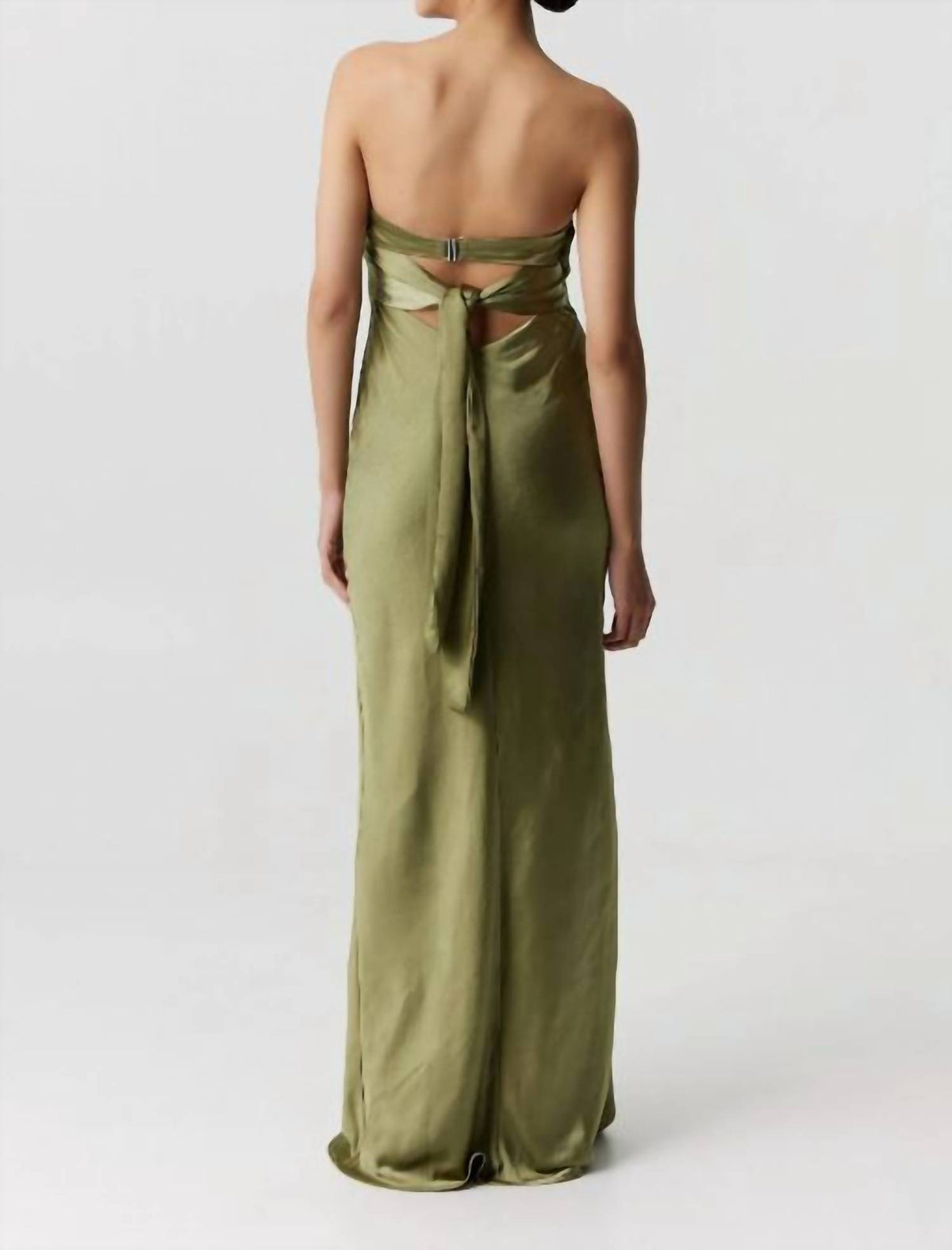 Third Form - Satin Tie Back Strapless Maxi Dress