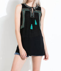Thml - Aztec Embroidered Sleeveless Top