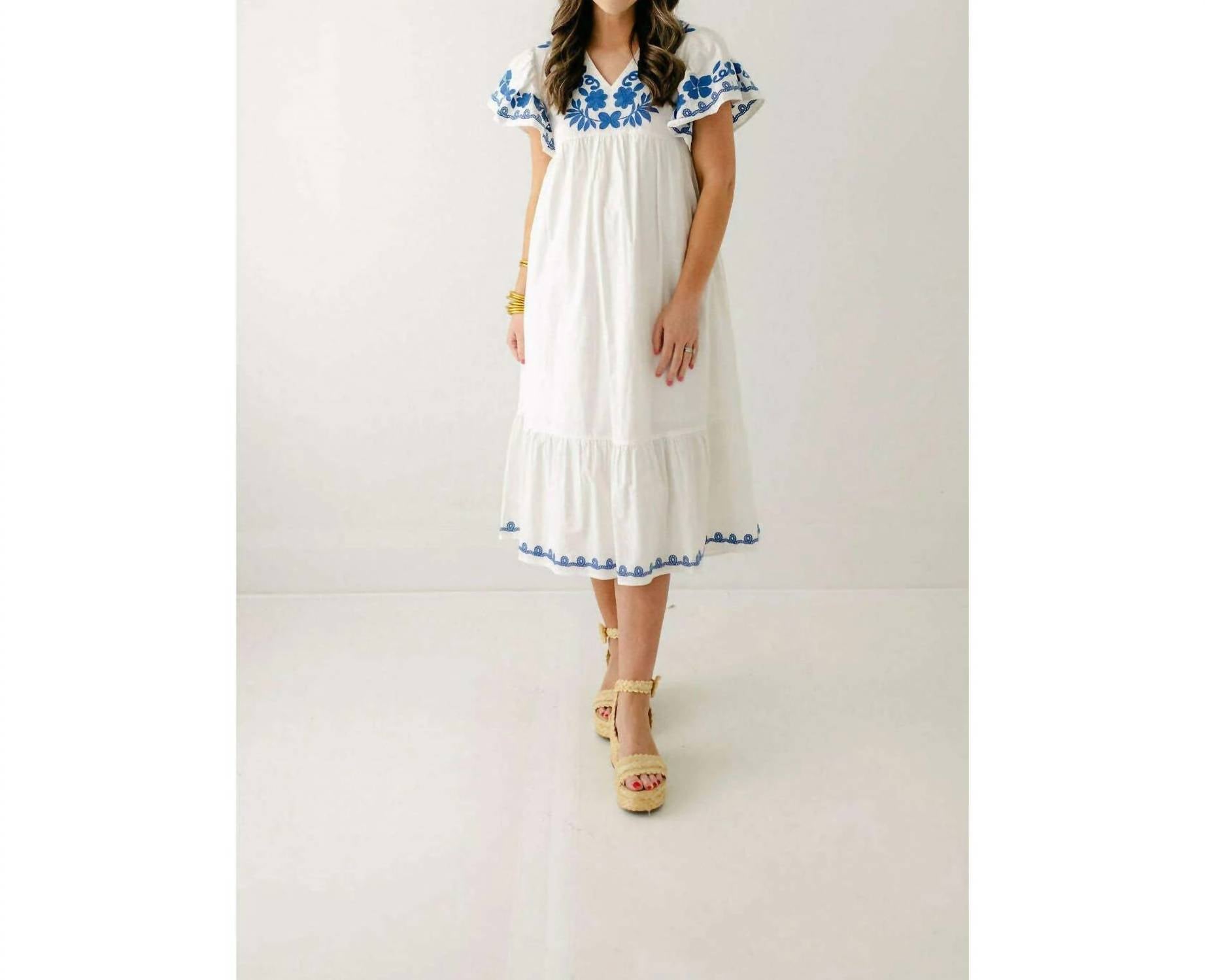 Thml - Blossom Embroidery Dress - Plus - clothing - dresses - midi