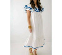 Thml - Blossom Embroidery Dress - Plus - clothing - dresses - midi