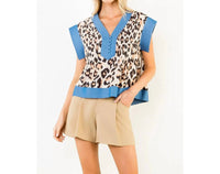 Thml - Cheetah Print Contrast Top