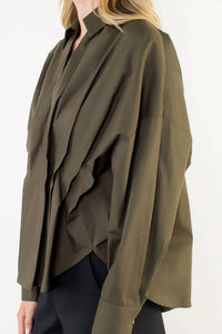 Thml - Collared Long Sleeve V-Neck Top