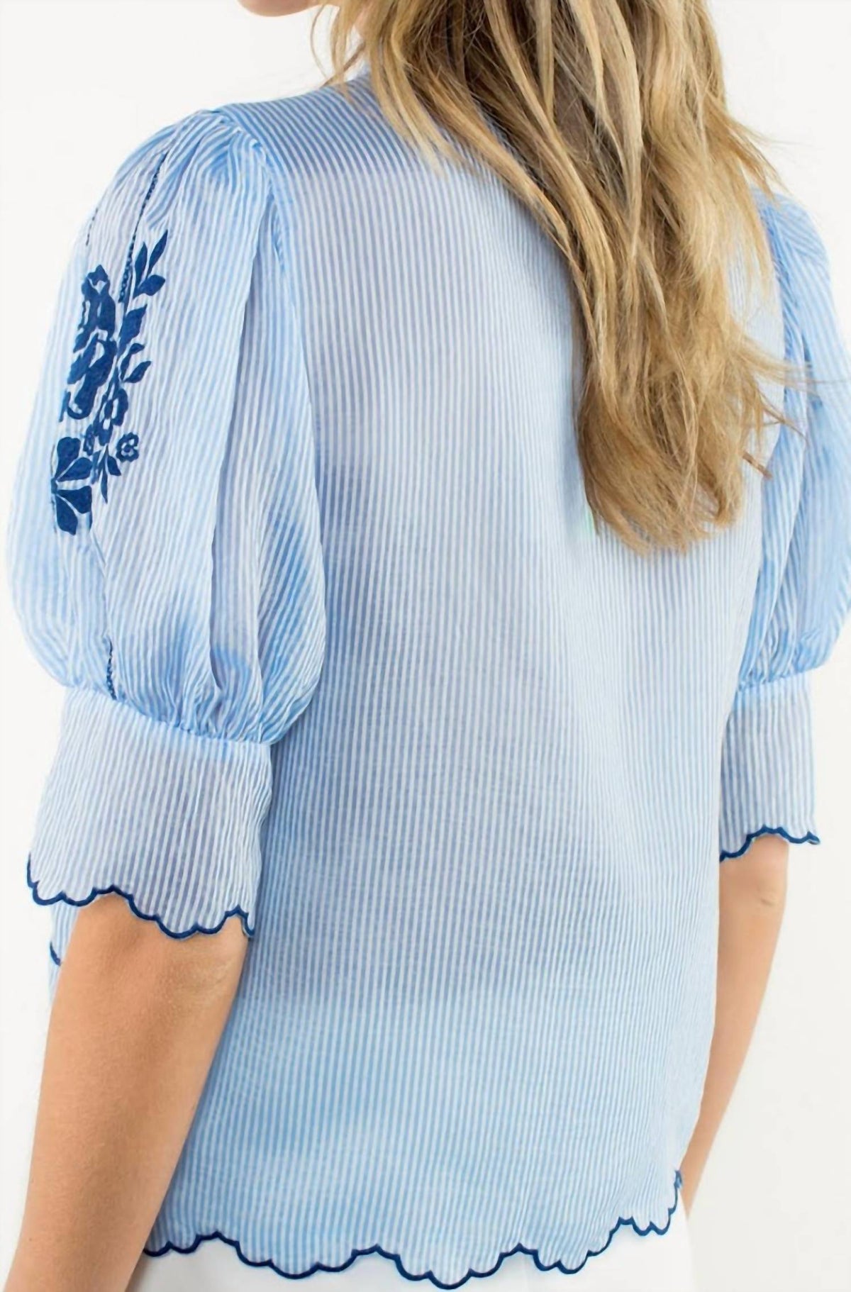 Thml - Flower Embroidered Pinstripe Top