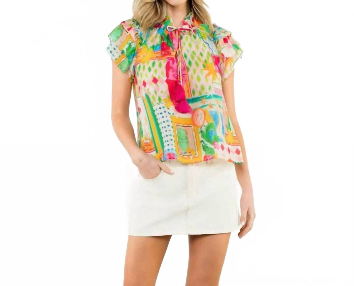 Thml - Flutter sleeve floral top