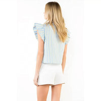 Thml - Flutter Sleeve Striped Button Top