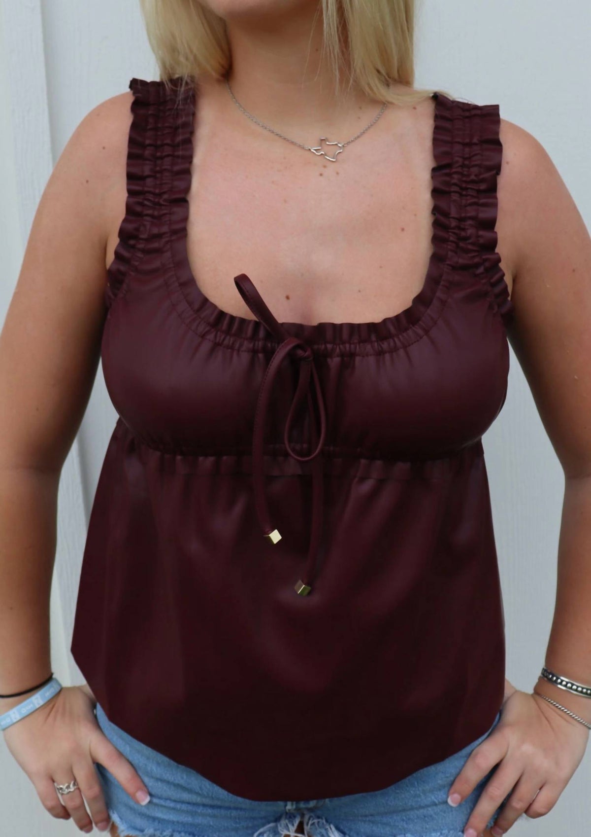 Thml - Gathered Leather Tank