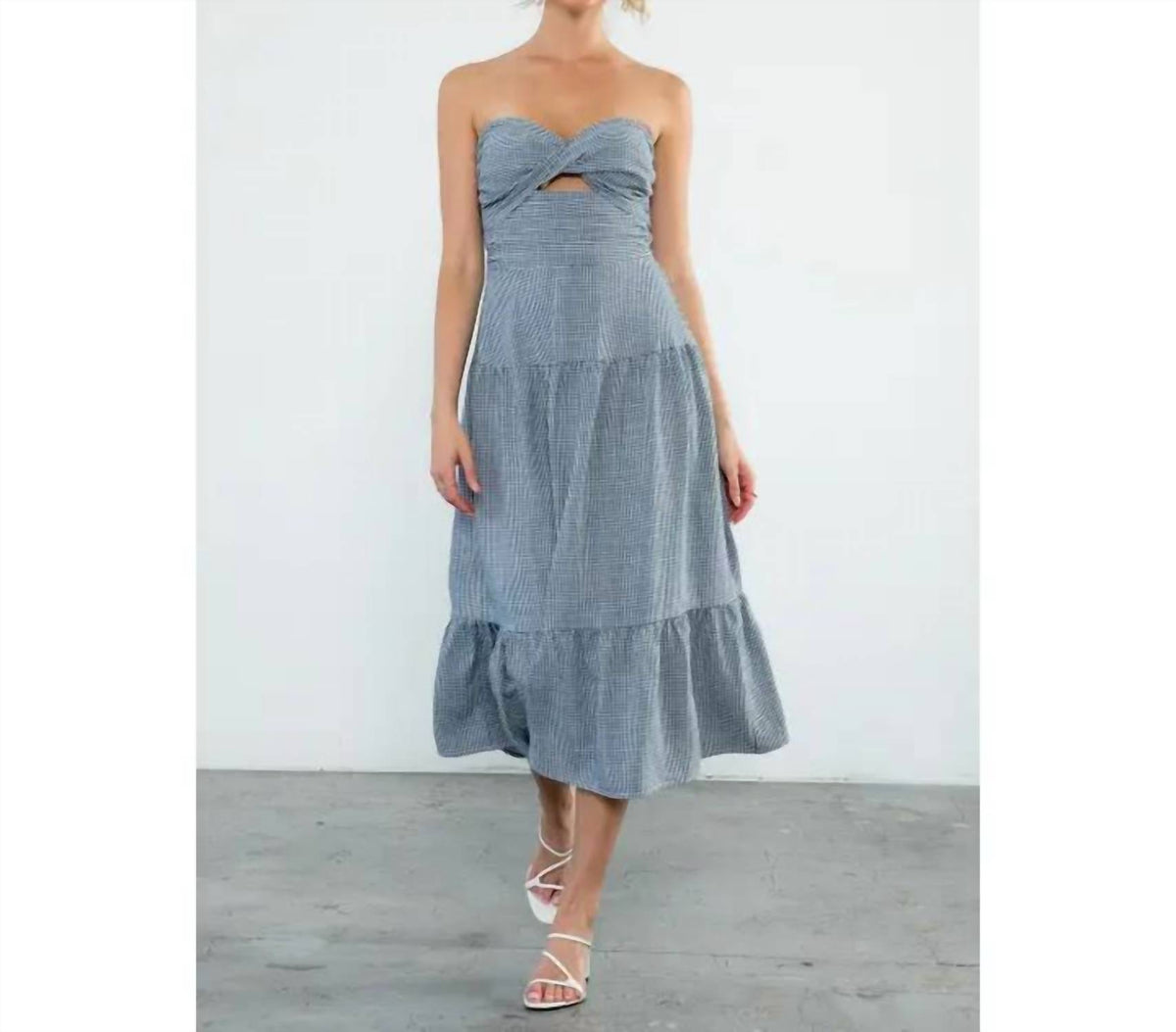 Thml - Gingham Bow Twist Midi Dress
