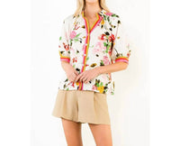 Thml - Half Sleeve Button Down Floral Print Top