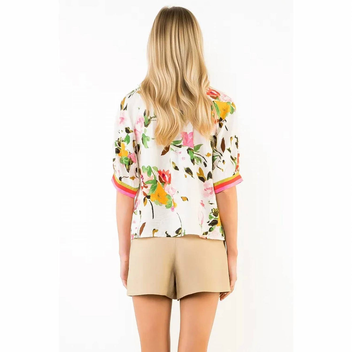 Thml - Half Sleeve Button Down Floral Print Top