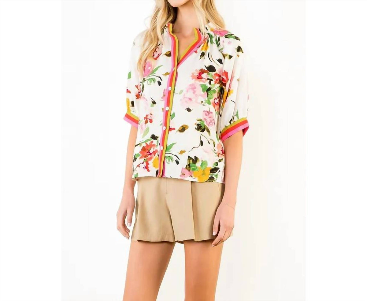 Thml - Half Sleeve Button Down Floral Print Top
