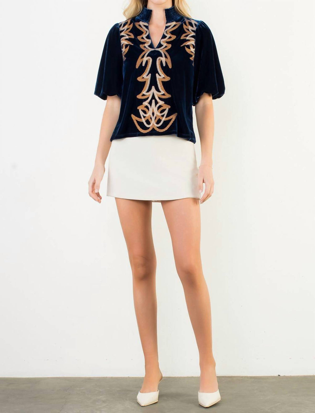 Thml - Helter Embroidered Velvet Top
