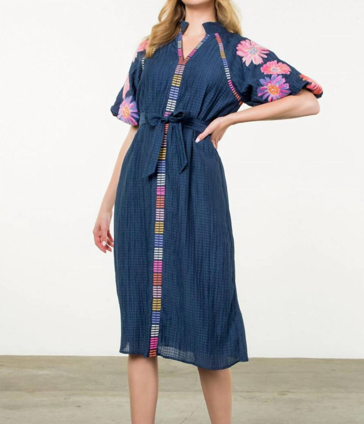 Thml - Indigo Bloom Puff Sleeve Dress
