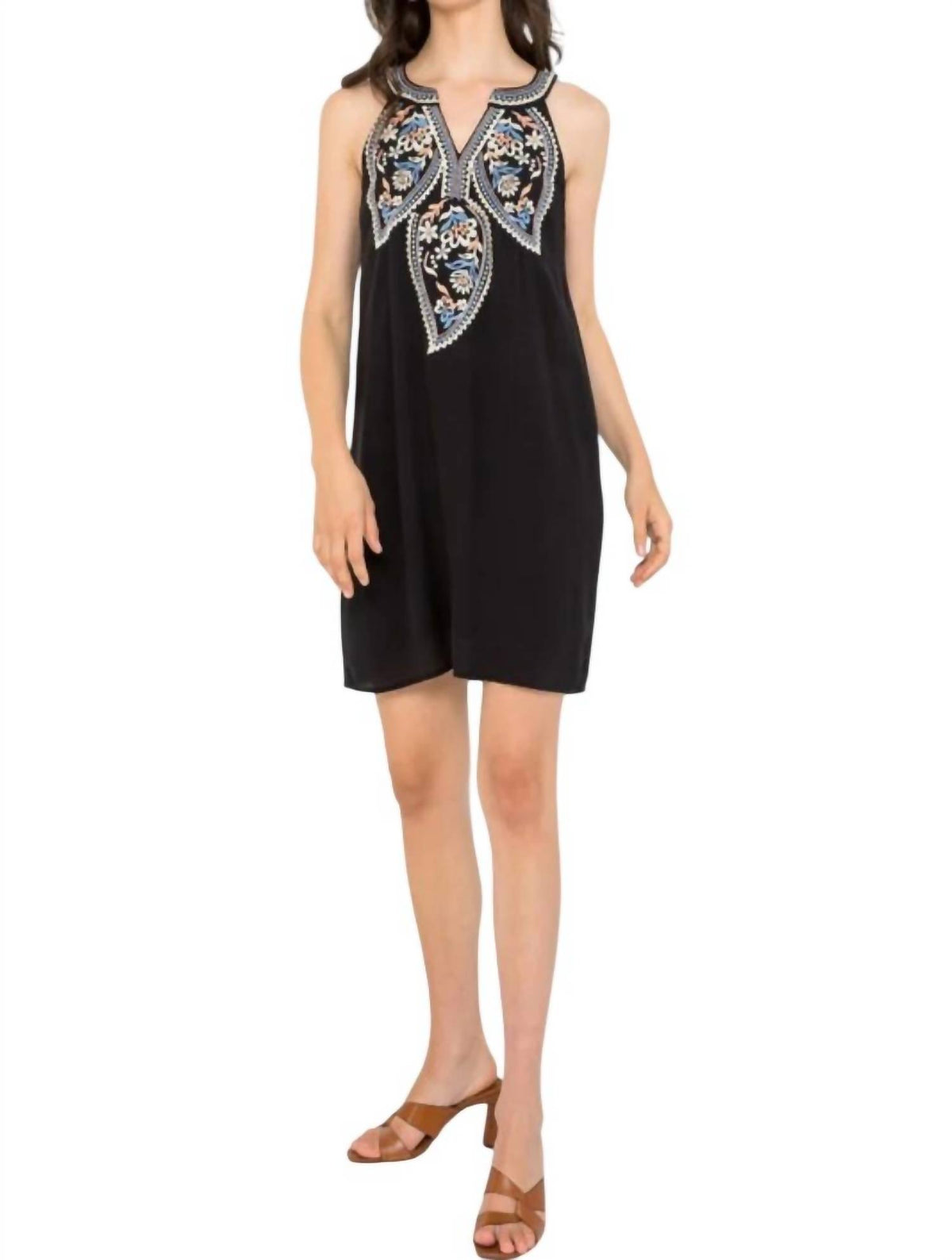 Thml - Kehlani Embroidered Halter Mini Dress
