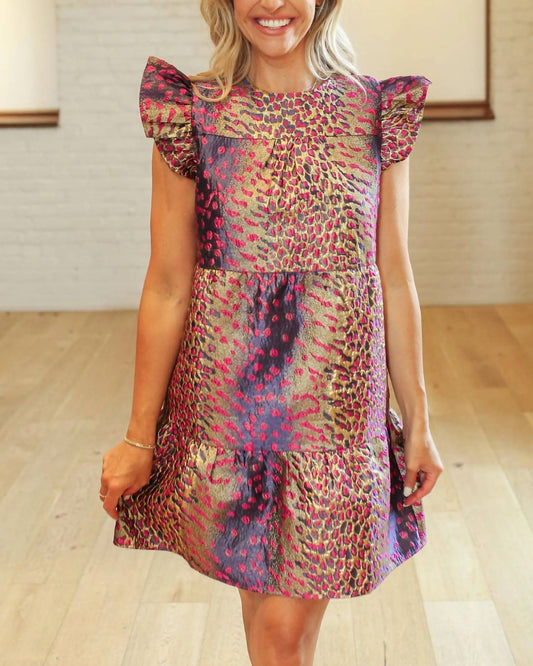 Thml - Metallic Wildcat Mini Dress - animal - clothing - dresses