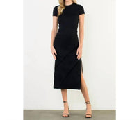 Thml - Noir Suede Slit Midi Skirt