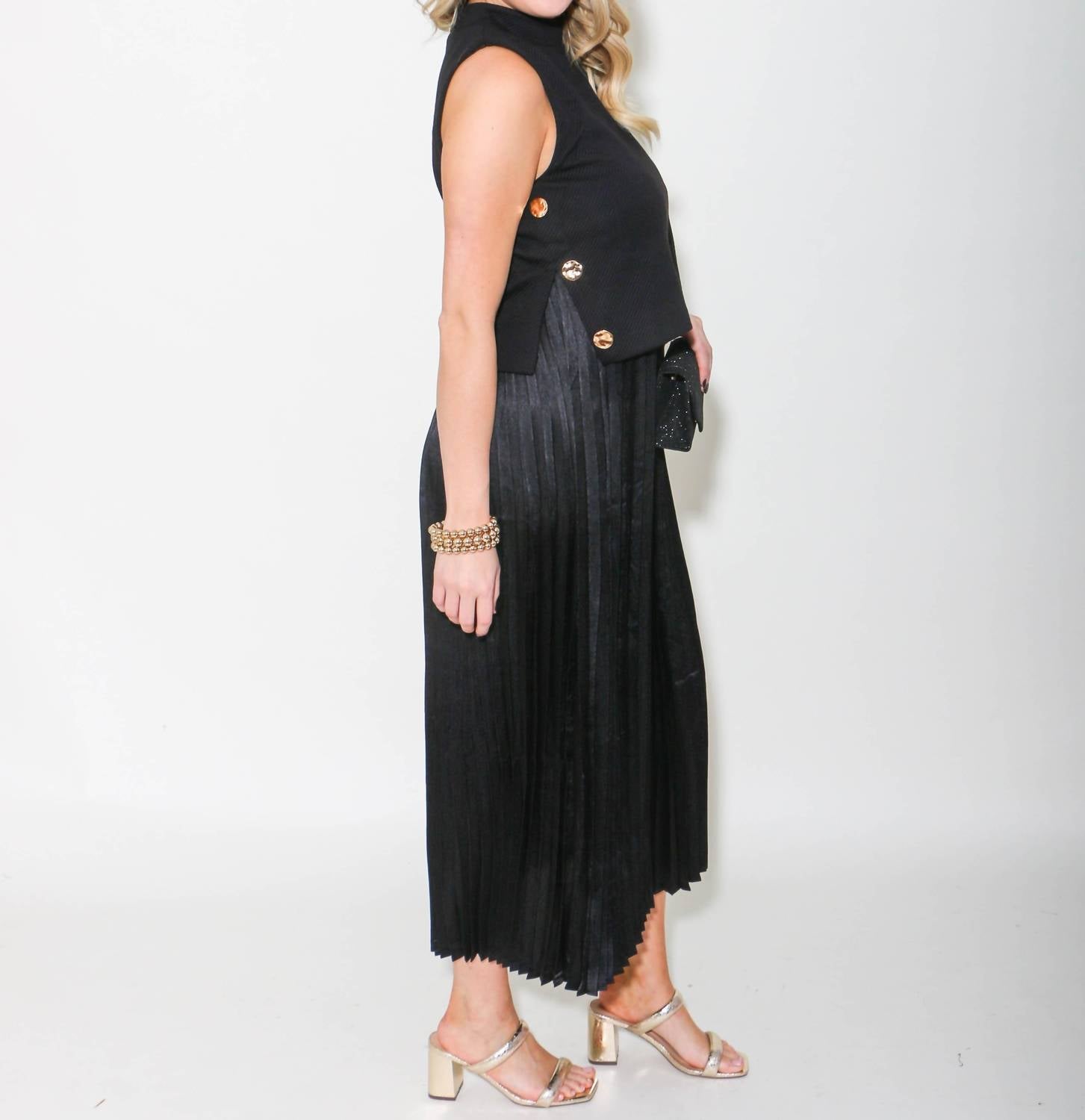 Thml - Pleated Skirt Dress - black - clothing - dresses