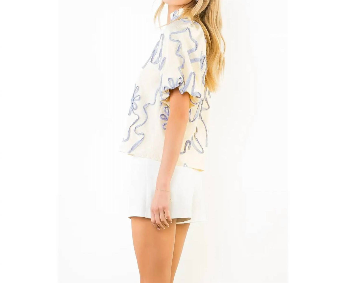 Thml - Puff Sleeve Ribbon Top