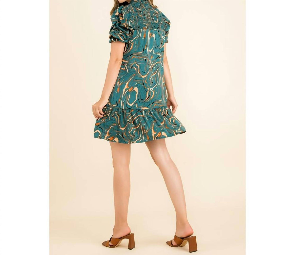 Thml - Ruched Sleeve Abstract Print Dress