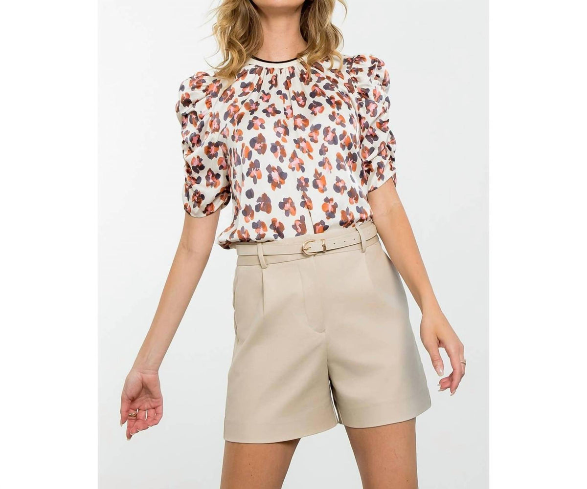 Thml - Ruched Sleeve Print Top