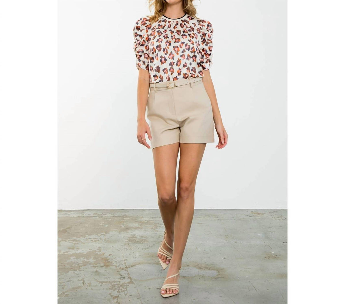 Thml - Ruched Sleeve Print Top