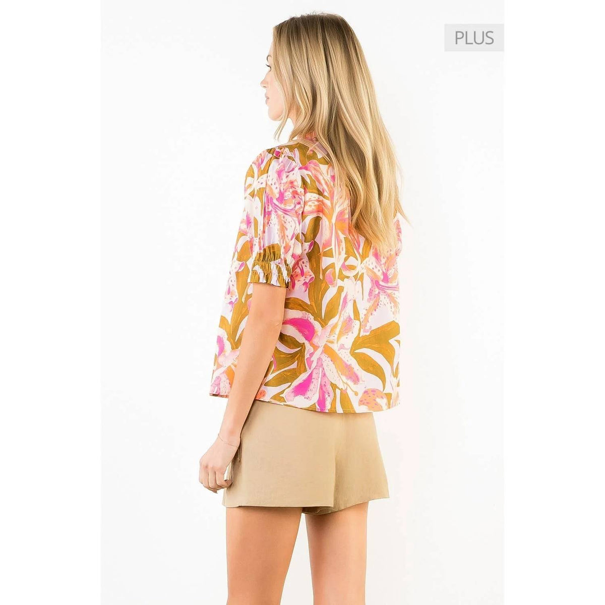Thml - Ruffled Sleeve Floral V-Neck Top
