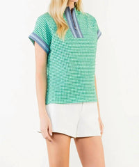 Thml - Short Sleeve Gingham Patterned Top