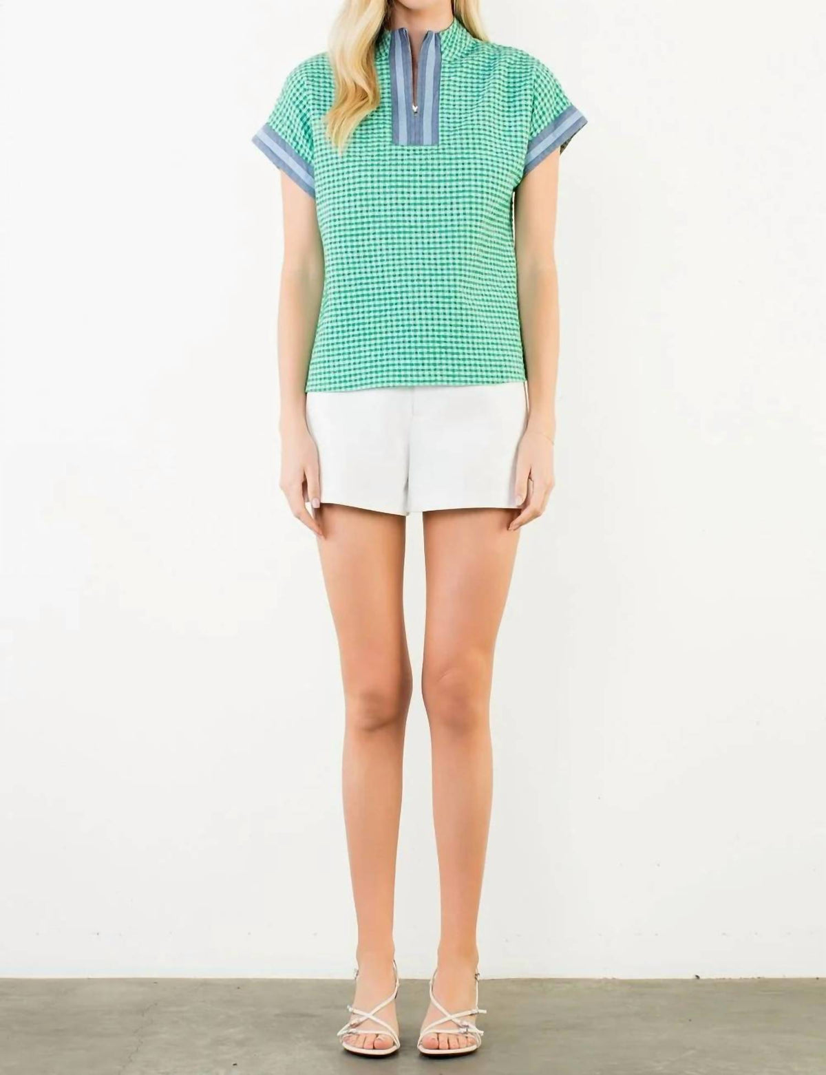 Thml - Short Sleeve Gingham Patterned Top