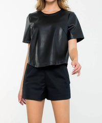 Thml - Short Sleeve Leather Top