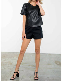 Thml - Short Sleeve Leather Top