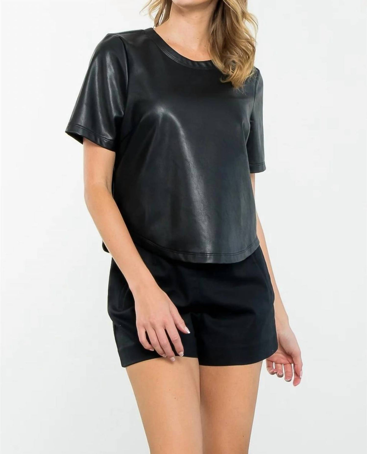 Thml - Short Sleeve Leather Top