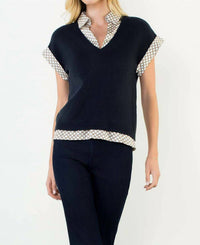 Thml - Short Sleeve Mixed Media Knit Top