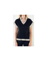 Thml - Short Sleeve Mixed Media Knit Top