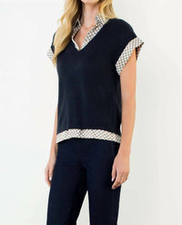 Thml - Short Sleeve Mixed Media Knit Top