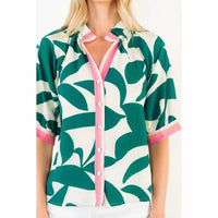 Thml - Short Sleeve Silky Geometric Top