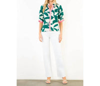 Thml - Short Sleeve Silky Geometric Top