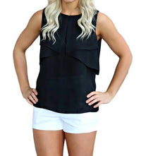 SLEEVELESS BLOUSE WITH FLAT RUFFLE