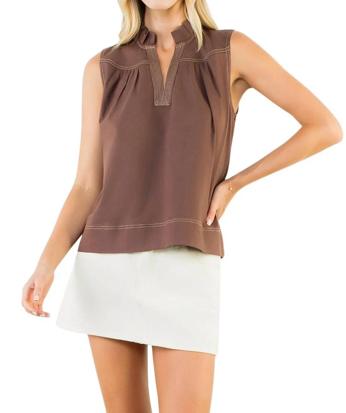 Thml - Sleeveless Top With Stitching Details