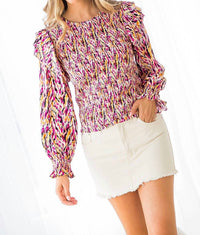 Thml - Smocked Print Blouse - blouses - clothing - patterned