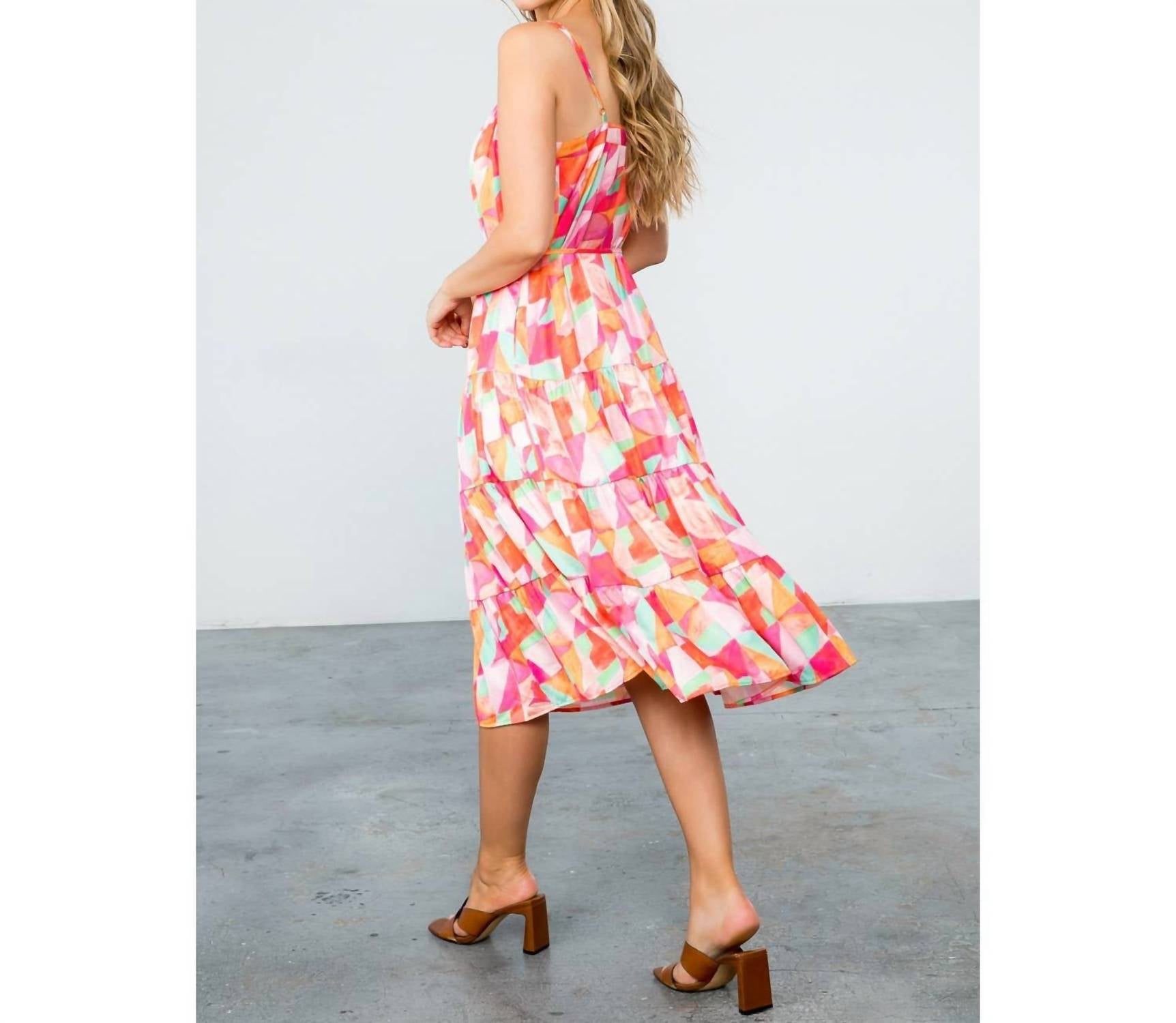 Thml - Tiered Midi Dress - clothing - dresses - geometric