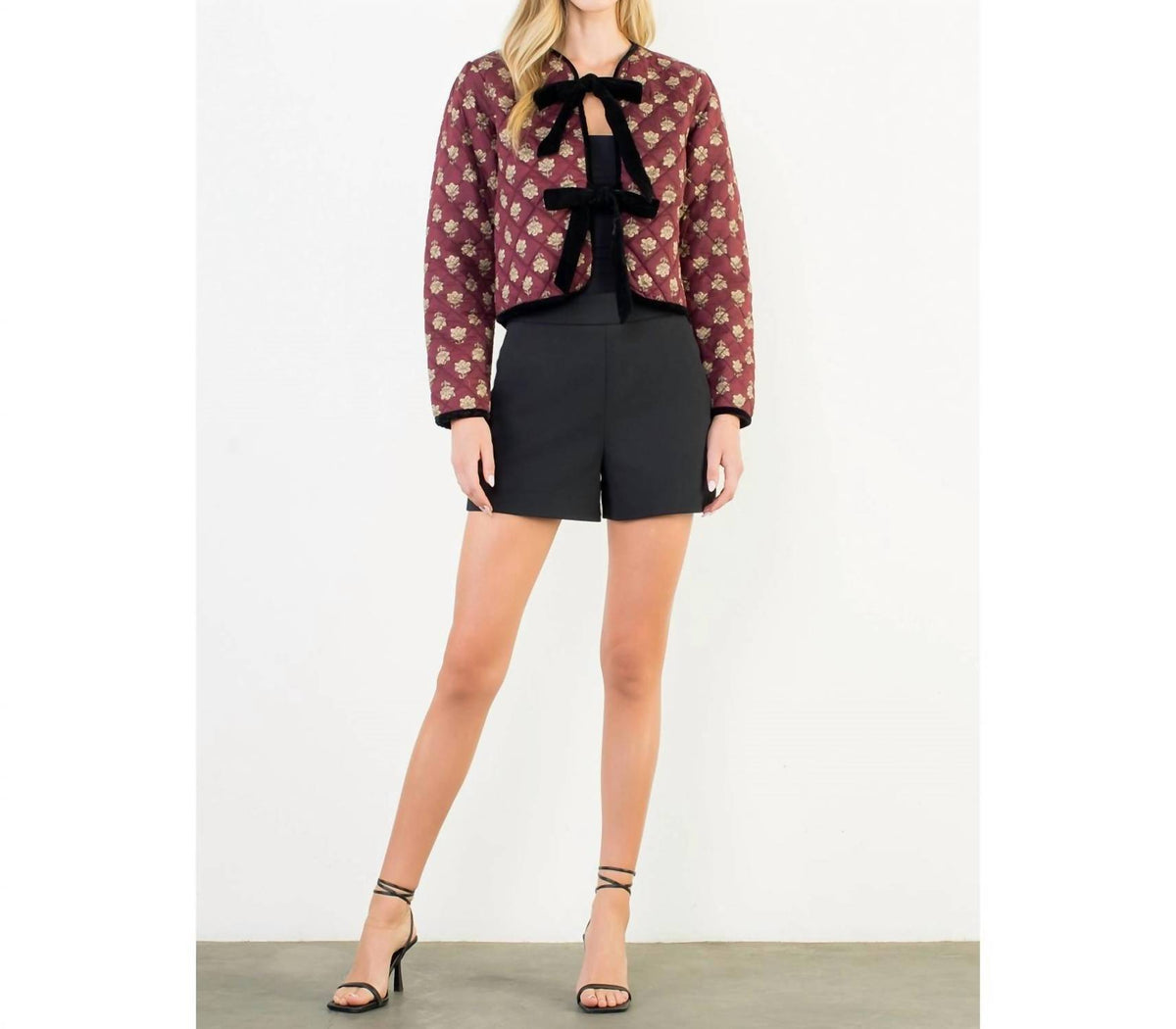 Thml - Velvet Bow Floral Quilted Jacket
