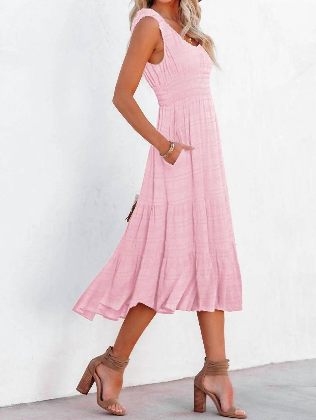 Thomas & Co - Shirred Midi Dress