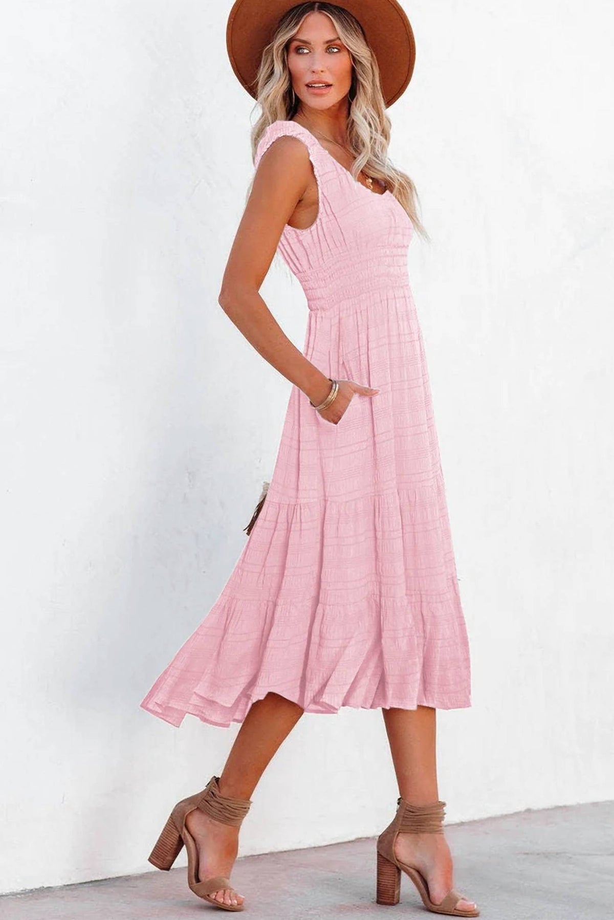 Thomas & Co - Shirred Midi Dress