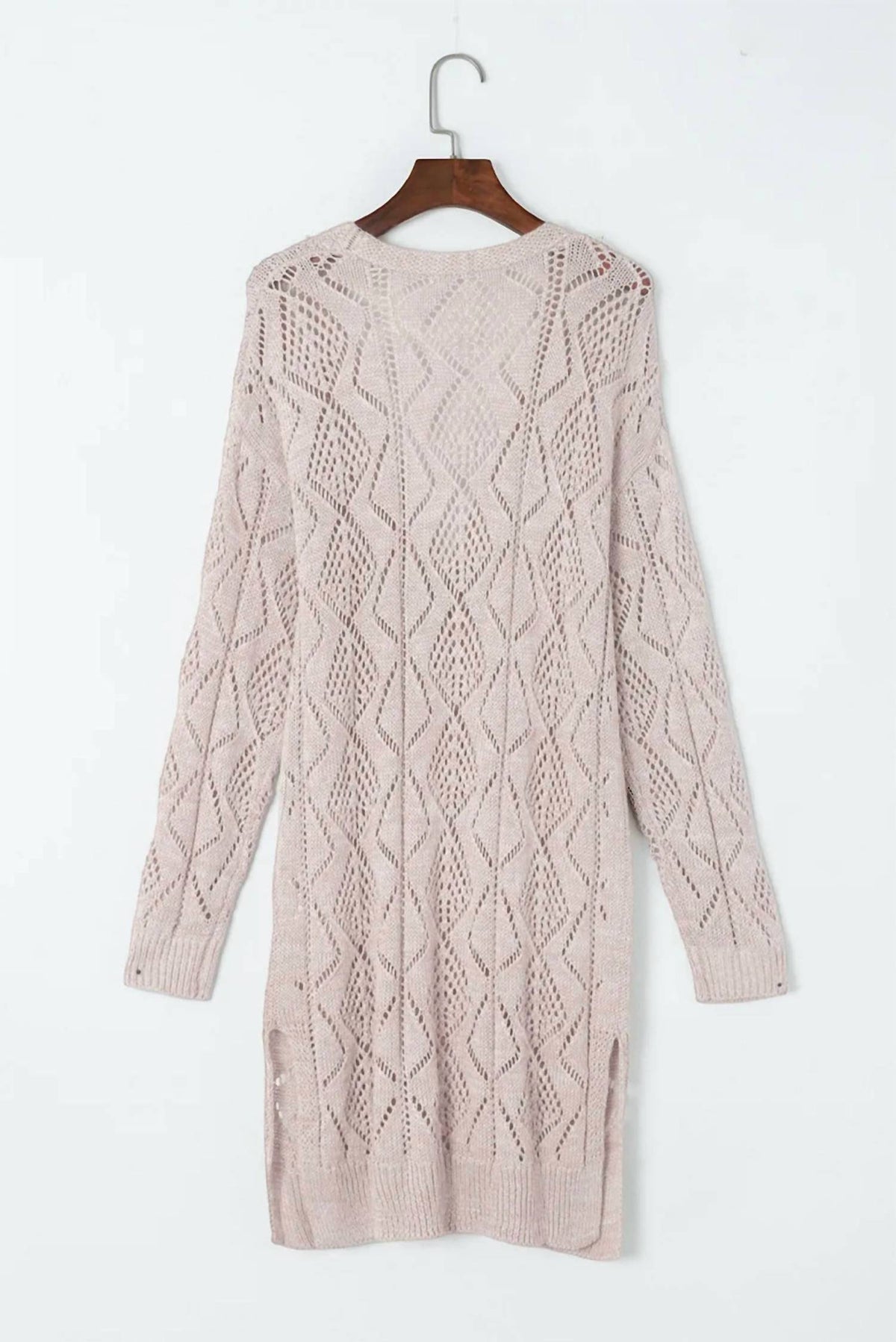 Threaded Pear - Hollow-out Openwork Knit Cardigan