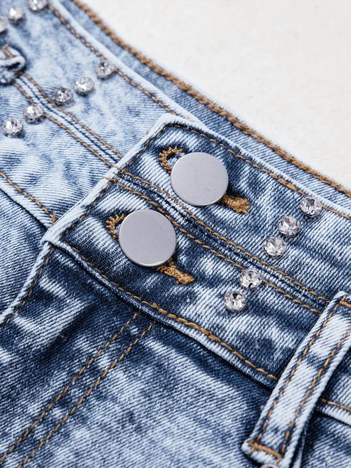 Threaded Pear - Rhinestone Raw Hem Short