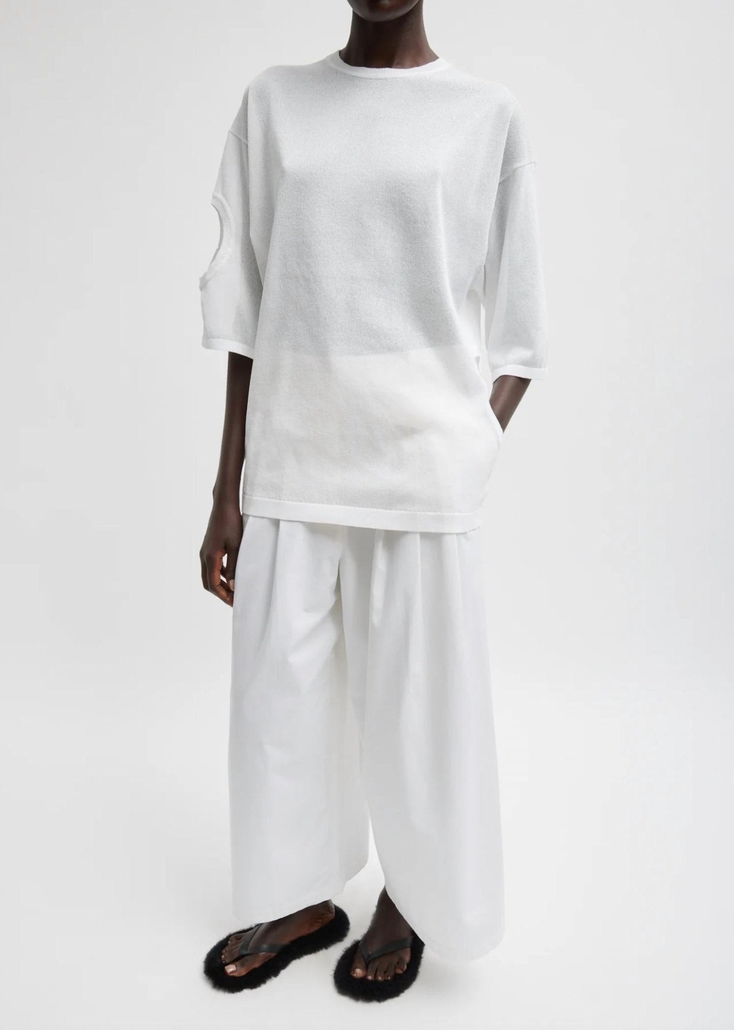 Tibi - Bio Twill Triple Pleat Cropped Pant - clothing - cotton - pants